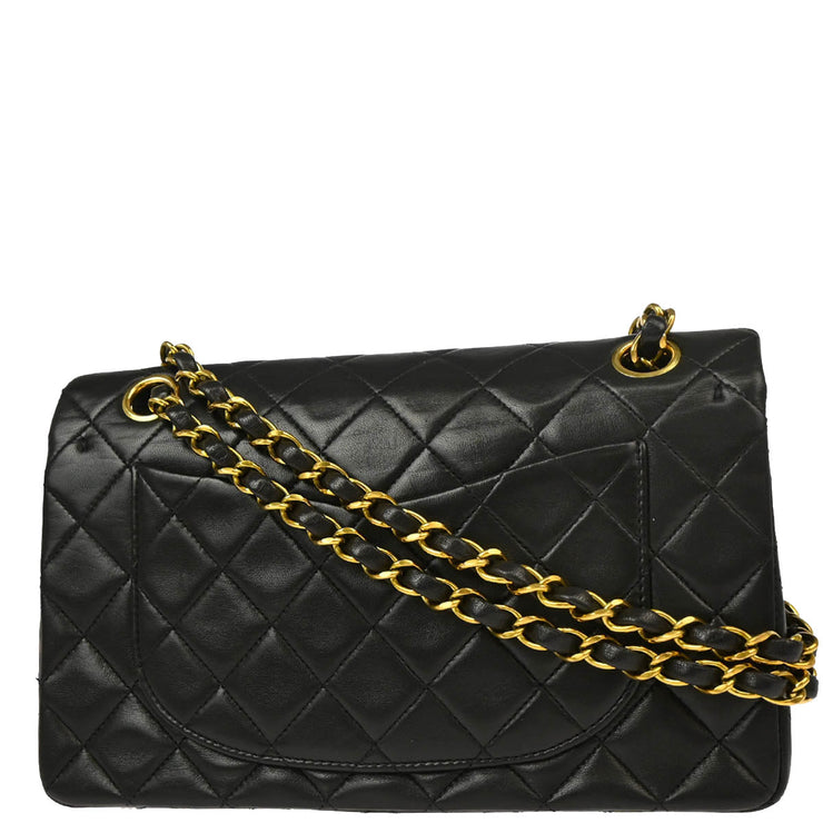 Chanel 1994-1996 Black Lambskin Small Classic Double Flap Shoulder Bag