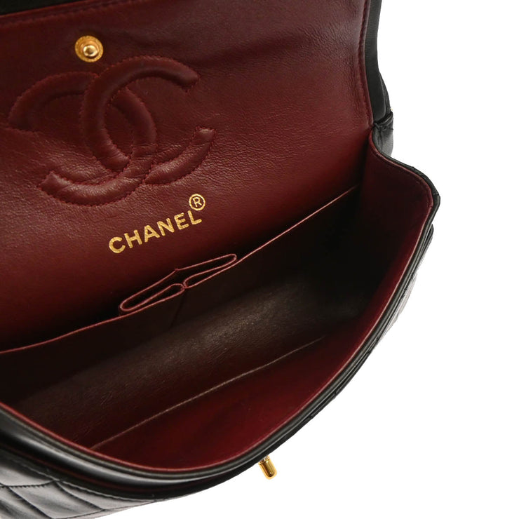 Chanel 1994-1996 Black Lambskin Small Classic Double Flap Shoulder Bag