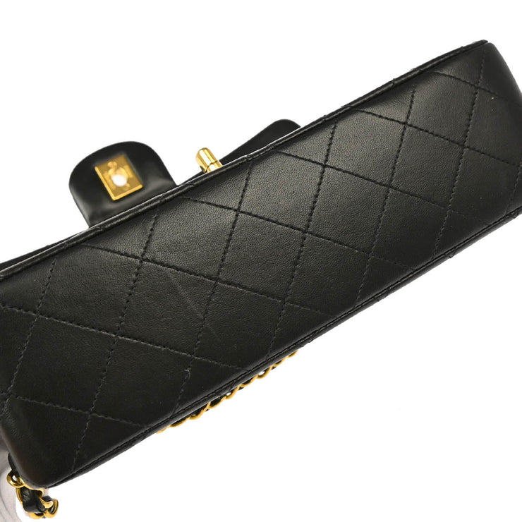 Chanel 1994-1996 Black Lambskin Small Classic Double Flap Shoulder Bag