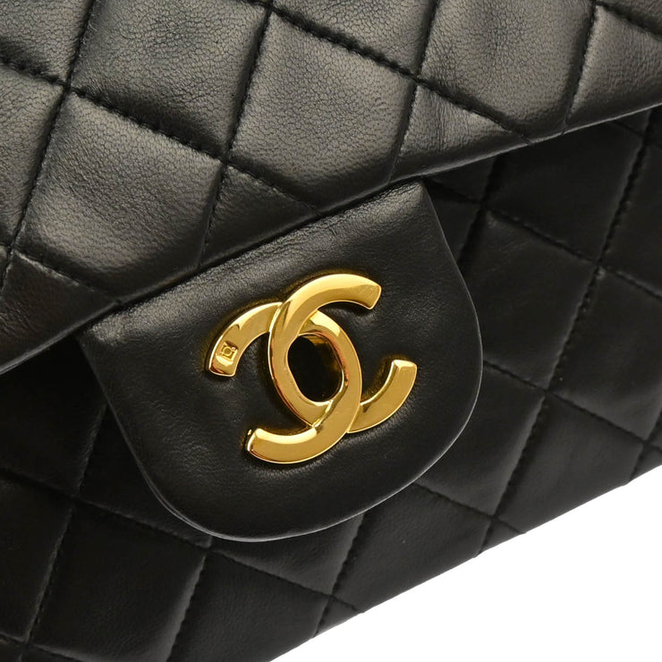 Chanel 1994-1996 Black Lambskin Small Classic Double Flap Shoulder Bag