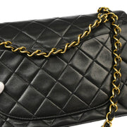 Chanel 1994-1996 Black Lambskin Small Classic Double Flap Shoulder Bag
