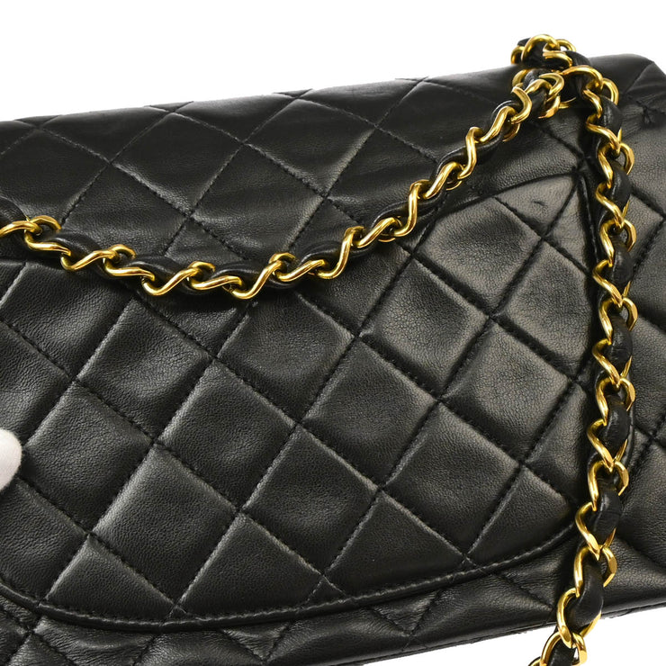 Chanel 1994-1996 Black Lambskin Small Classic Double Flap Shoulder Bag