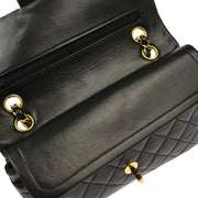 Chanel 1994-1996 Black Lambskin Small Classic Double Flap Shoulder Bag