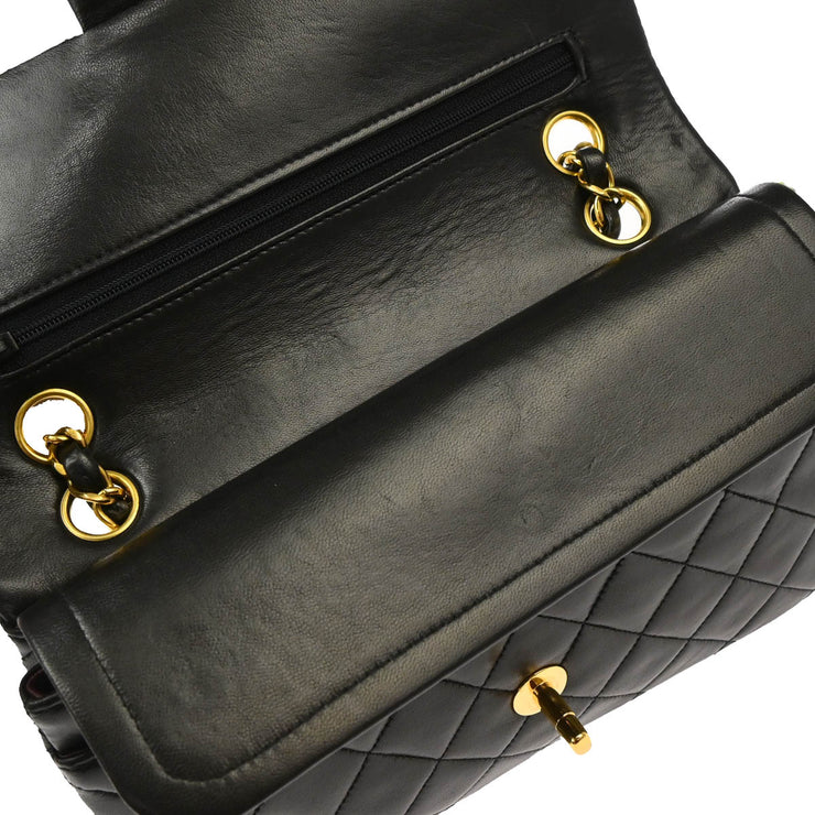 Chanel 1994-1996 Black Lambskin Small Classic Double Flap Shoulder Bag