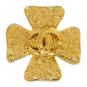 Chanel Clover Brooch Pin Gold 95A