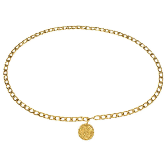 Chanel Chain Belt Medallion Gold Small Good