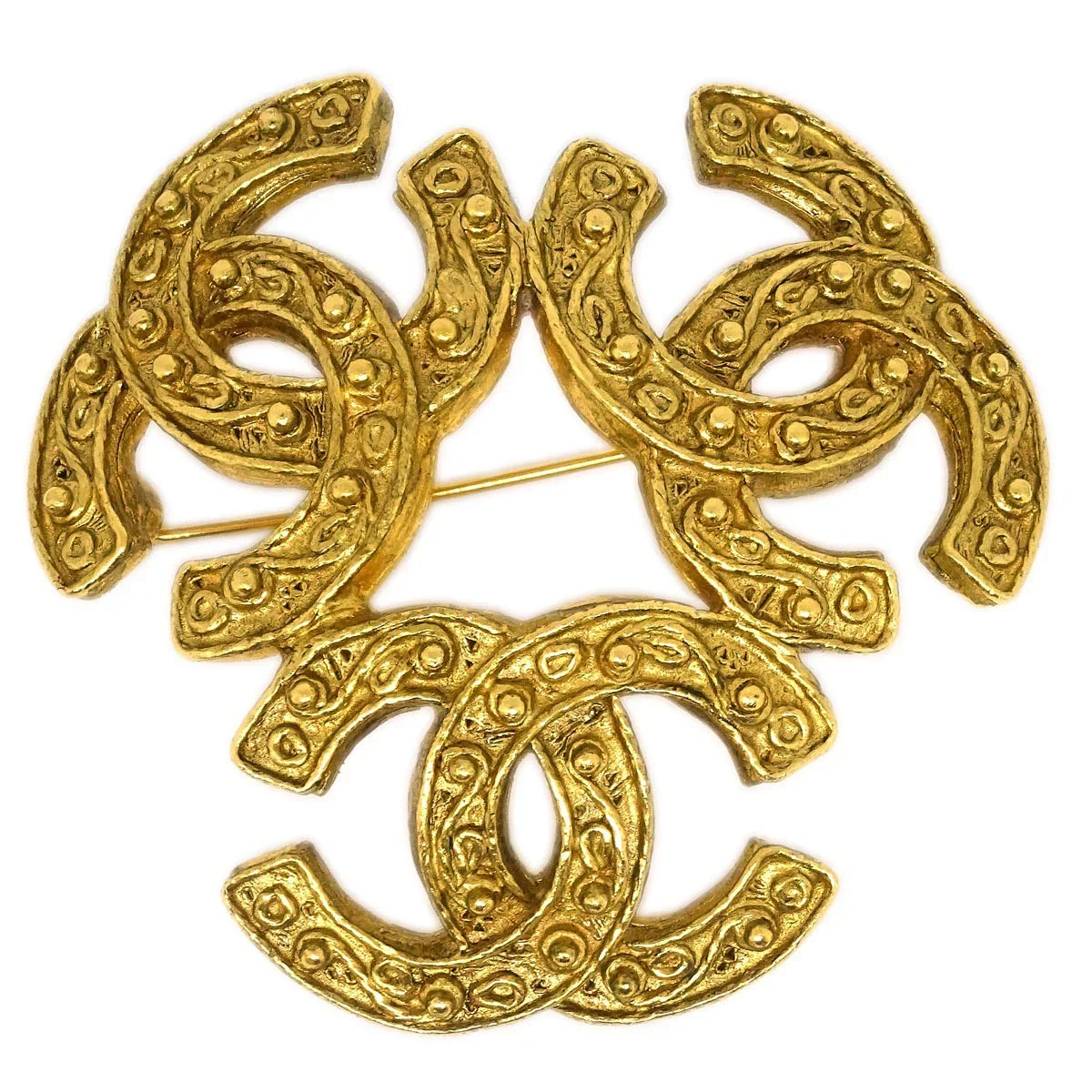 Chanel Triple CC Brooch Pin Gold 94A