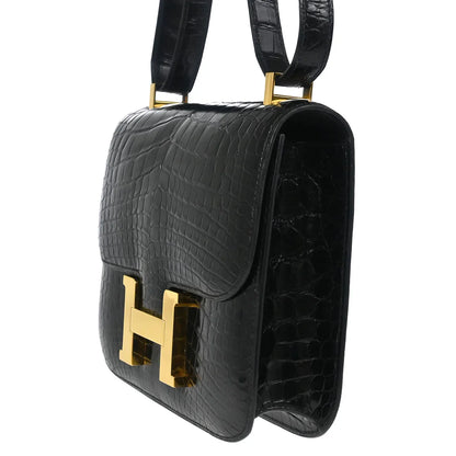 Hermes 1996 * Black Alligator Constance 23 Shoulder Bag