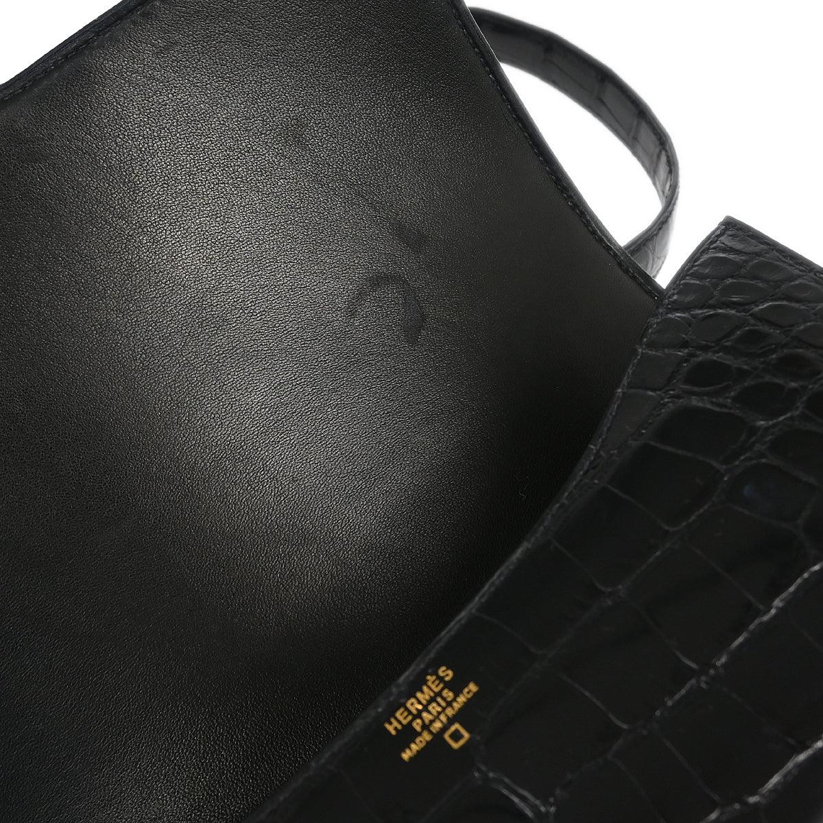 Hermes 1996 * Black Alligator Constance 23 Shoulder Bag