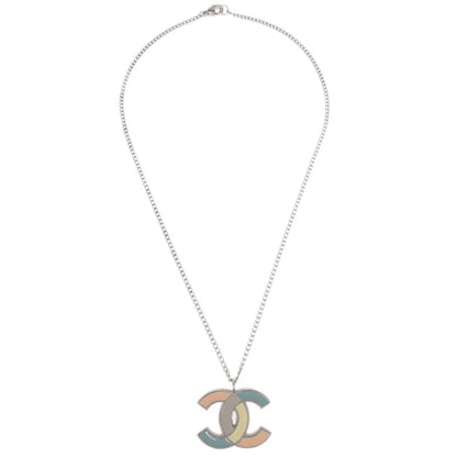 Chanel CC Chain Necklace Silver 05P