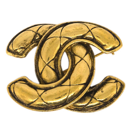 Chanel Quilted CC Brooch Pin Gold 1142