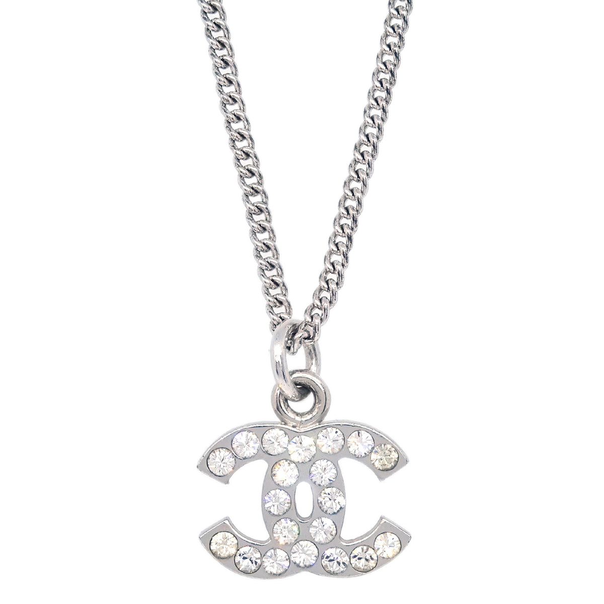【希少】色気と輝きをまとう CHANEL CCロゴで上品な華やぎを Chanel CC Chain Necklace Pendant Rhinestone Silver 07V
