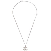 Chanel CC Chain Necklace Pendant Rhinestone Silver 07V
