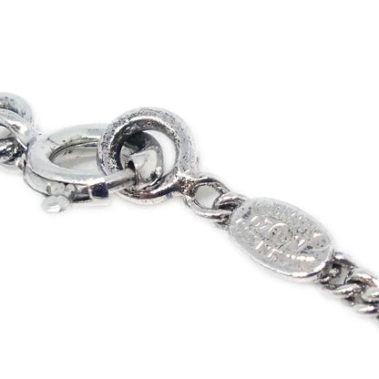 Chanel Rhinestone CC Chain Necklace Pendant Silver 07V