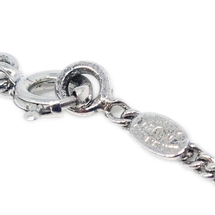 Chanel CC Chain Necklace Pendant Rhinestone Silver 07V