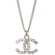 Chanel CC Chain Necklace Pendant Rhinestone Silver 05V