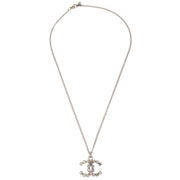Chanel CC Chain Necklace Pendant Rhinestone Silver 05V