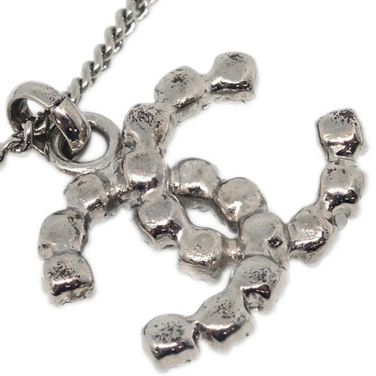 Chanel CC Chain Necklace Pendant Rhinestone Silver 05V