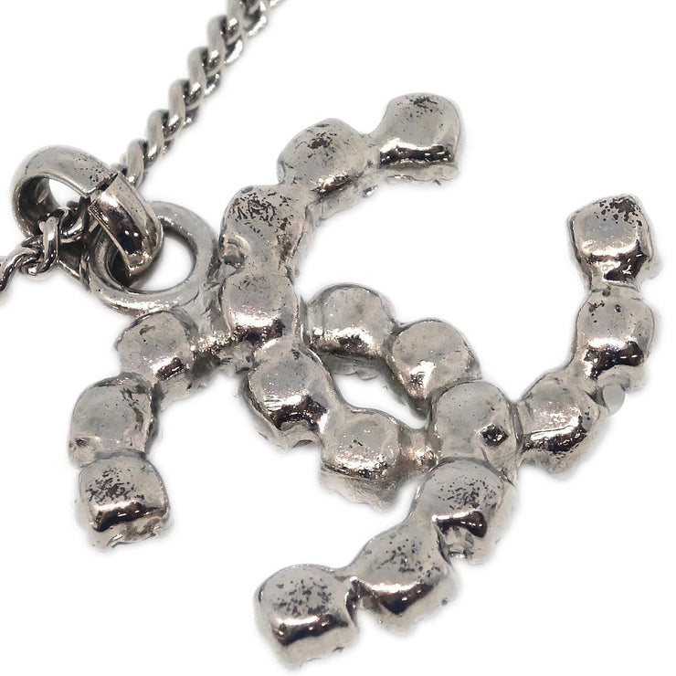 Chanel CC Chain Necklace Pendant Rhinestone Silver 05V