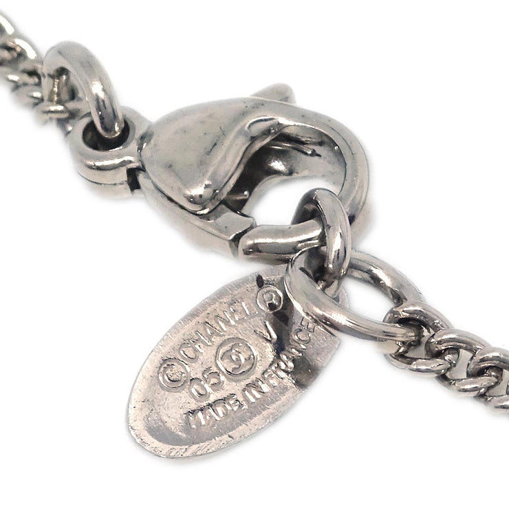 Chanel CC Chain Necklace Pendant Rhinestone Silver 05V