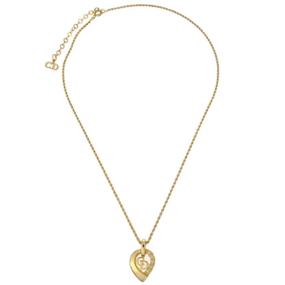 Christian Dior Necklace Pendant Gold Rhinestone