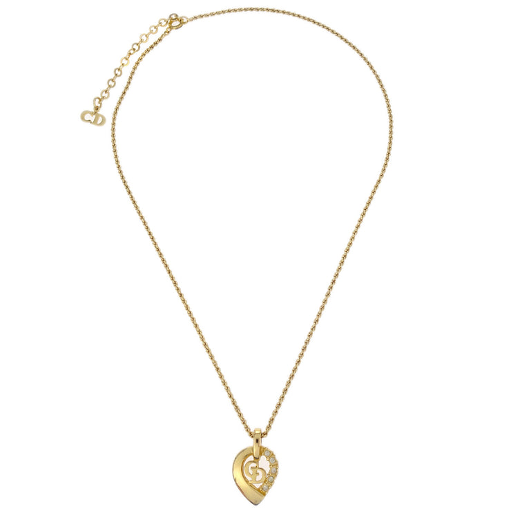 Christian Dior Necklace Pendant Gold Rhinestone