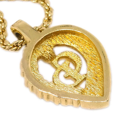 Christian Dior Necklace Pendant Gold Rhinestone