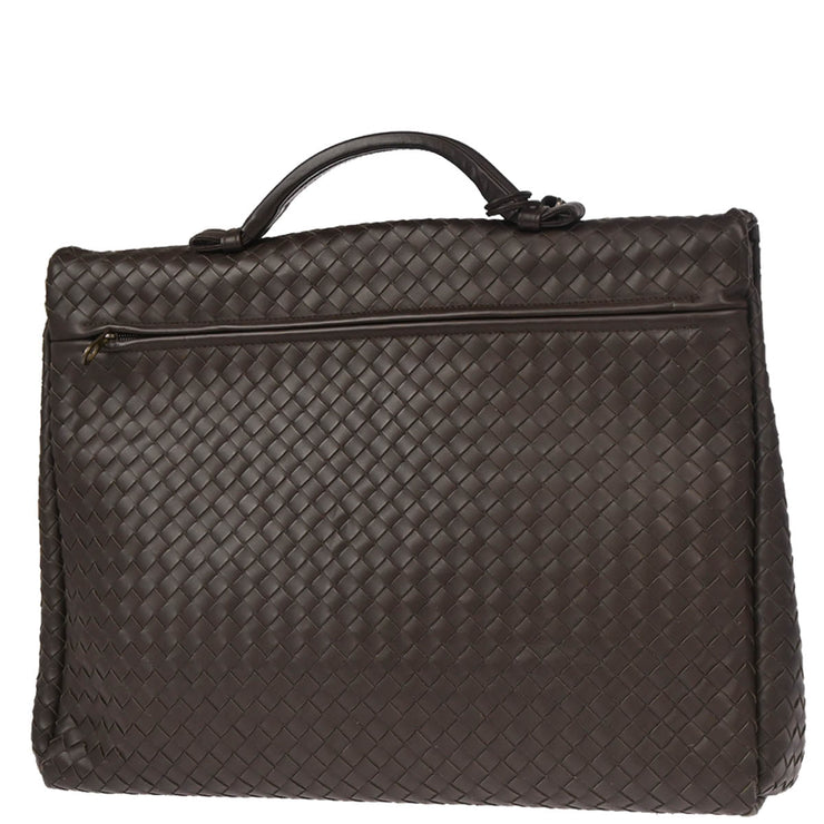 Bottega Veneta Brown Intrecciato Briefcase Handbag