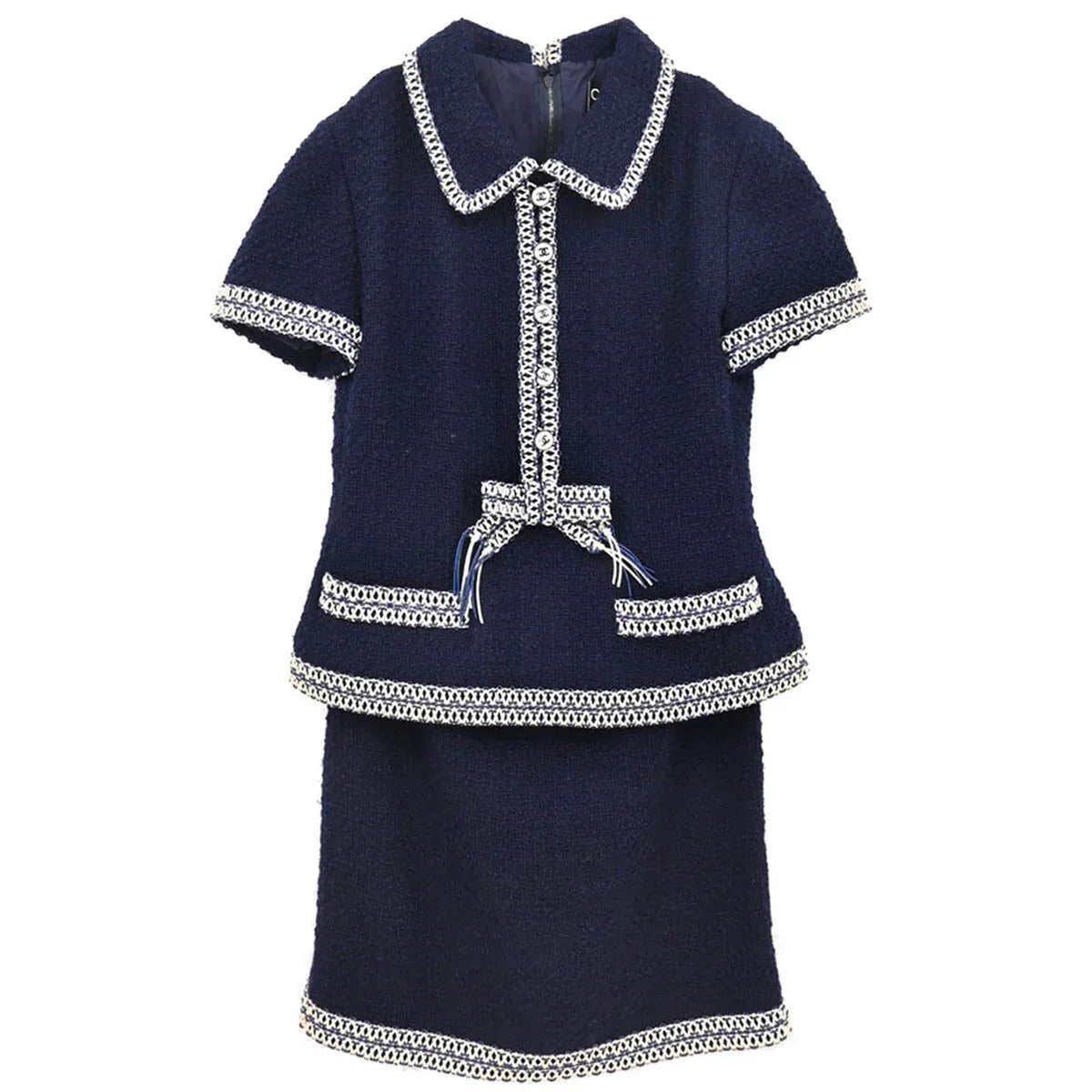 Chanel Setup Suit Jacket Skirt Navy