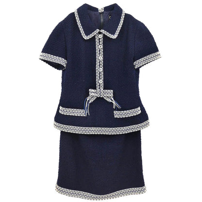 Chanel Setup Suit Jacket Skirt Navy