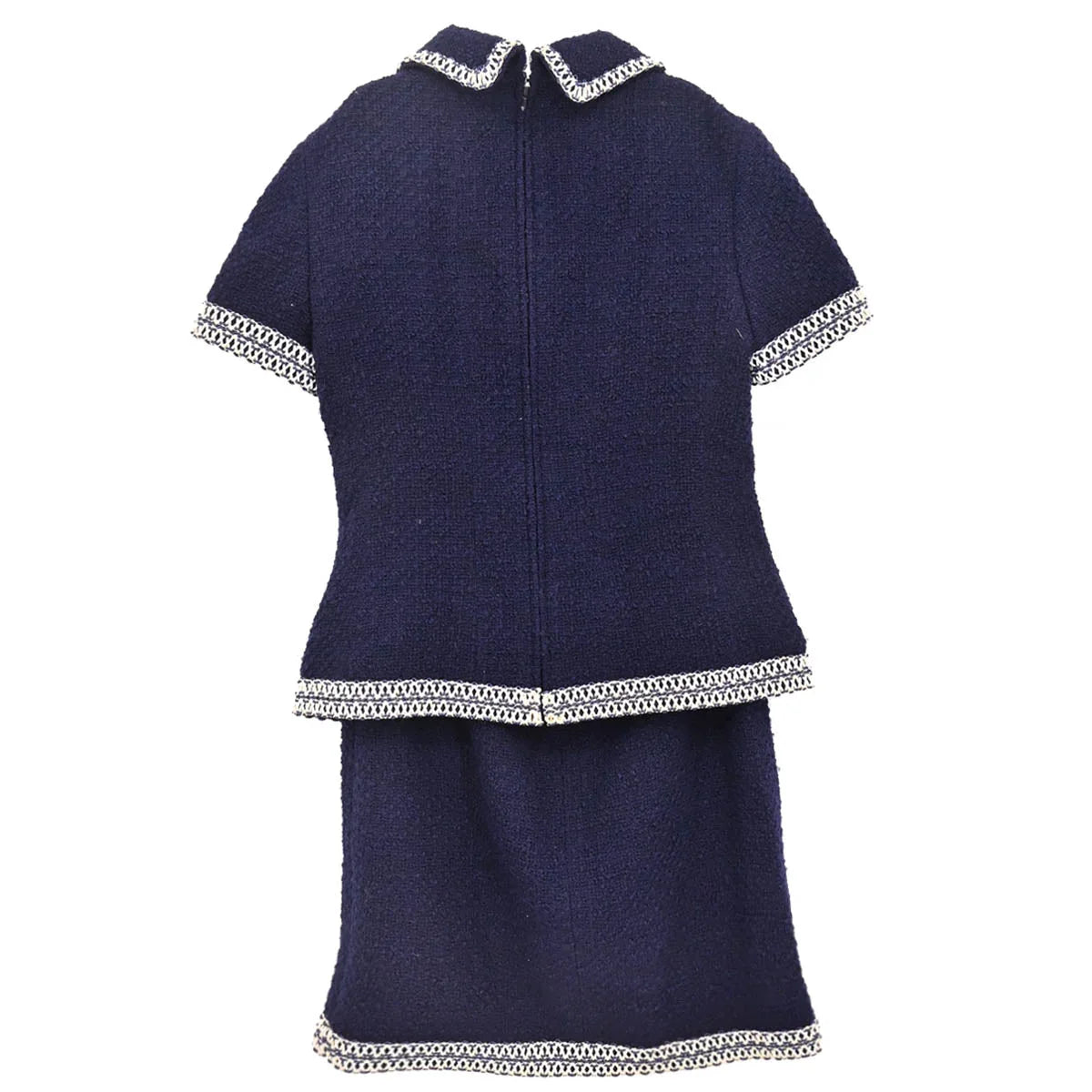 Chanel Setup Suit Jacket Skirt Navy