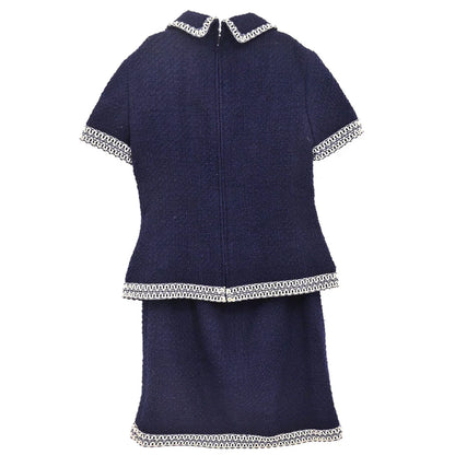 Chanel Setup Suit Jacket Skirt Navy