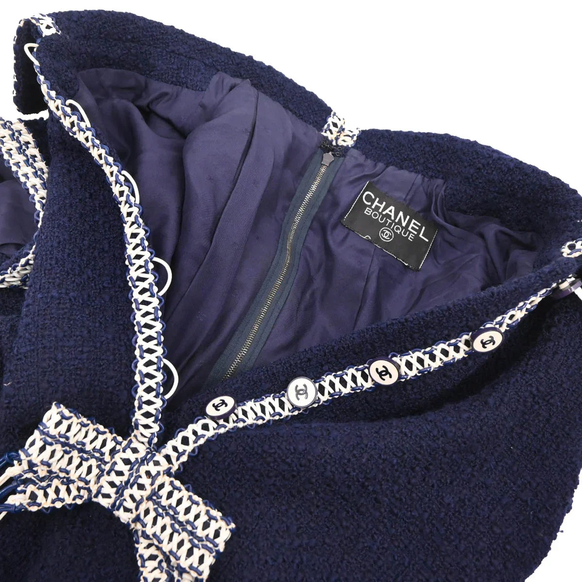 Chanel Setup Suit Jacket Skirt Navy