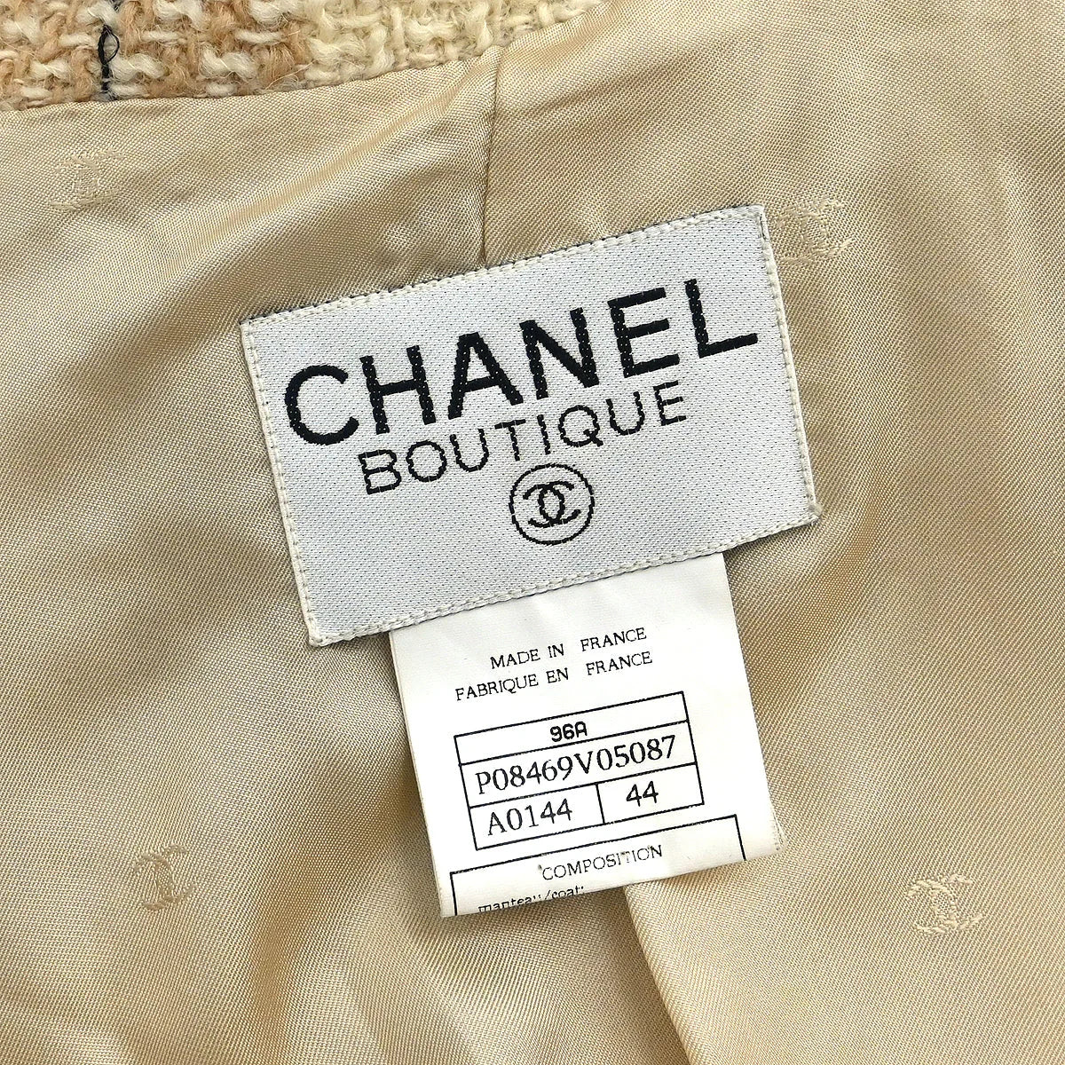 Chanel 1996 Jacket Coat Beige #44