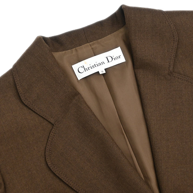 Christian Dior Setup Suit Jacket Skirt Brown #9