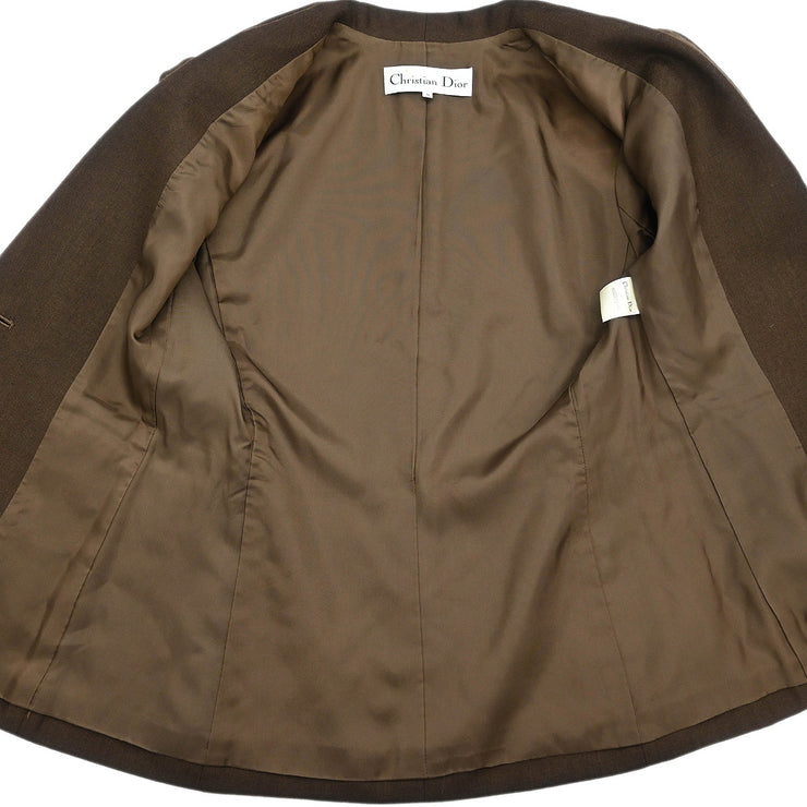 Christian Dior Setup Suit Jacket Skirt Brown #9