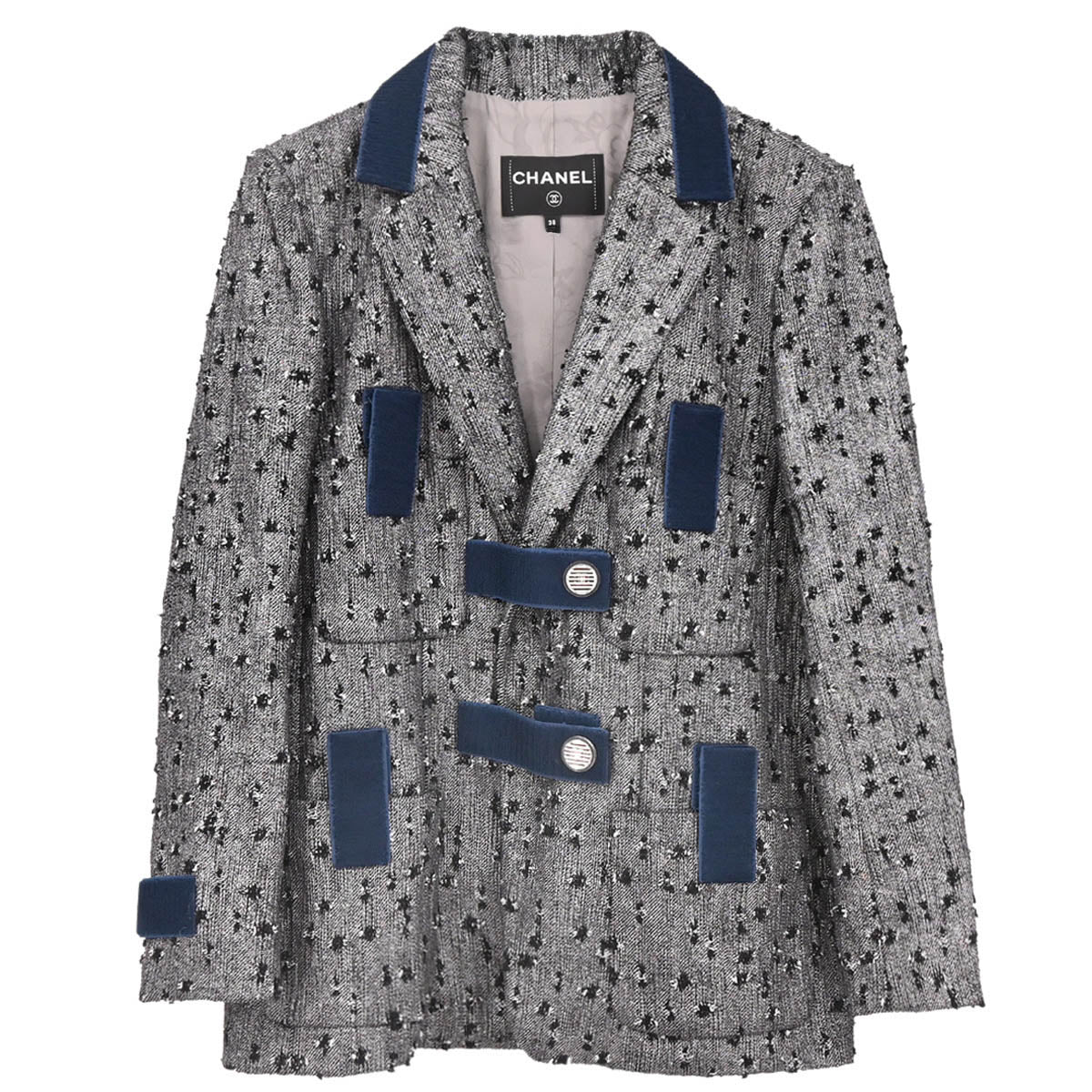 Chanel 2017 Single Breasted Jacket Gray #38