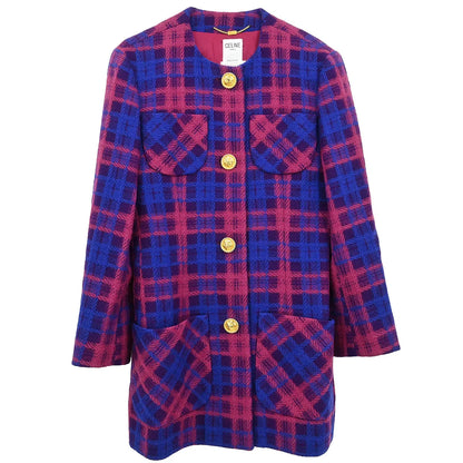 Celine Single Breasted Jacket Collarless Blue #38