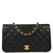 Chanel 2000-2002 Black Lambskin Turnlock Small Full Flap Shoulder Bag