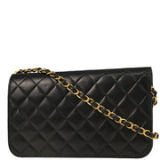 Chanel 2000-2002 Black Lambskin Turnlock Small Full Flap Shoulder Bag
