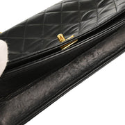 Chanel 2000-2002 Black Lambskin Turnlock Small Full Flap Shoulder Bag