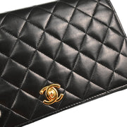Chanel 2000-2002 Black Lambskin Turnlock Small Full Flap Shoulder Bag