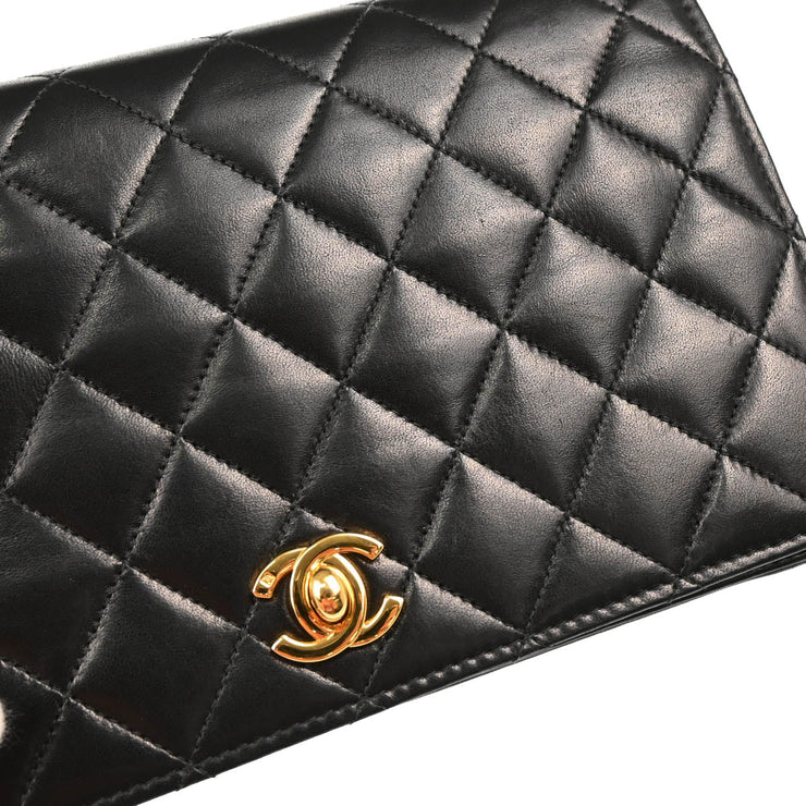 Chanel 2000-2002 Black Lambskin Turnlock Small Full Flap Shoulder Bag