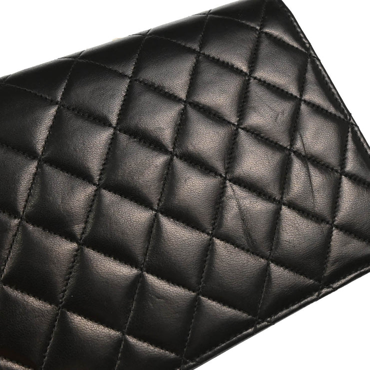 Chanel 2000-2002 Black Lambskin Turnlock Small Full Flap Shoulder Bag