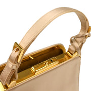 Prada Champagne Gold Satin Frame 2way Shoulder Handbag