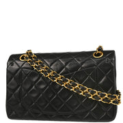 Chanel 1991-1994 Black Lambskin Small Classic Double Flap Shoulder Bag