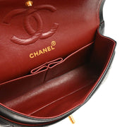 Chanel 1991-1994 Black Lambskin Small Classic Double Flap Shoulder Bag