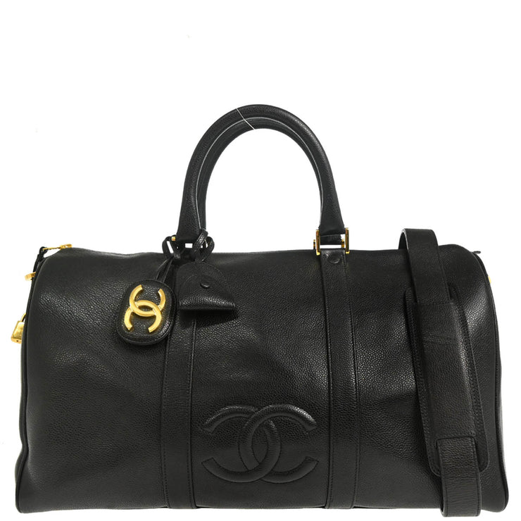 Chanel 1996-1997 Black Caviar 2way Shoulder Handbag