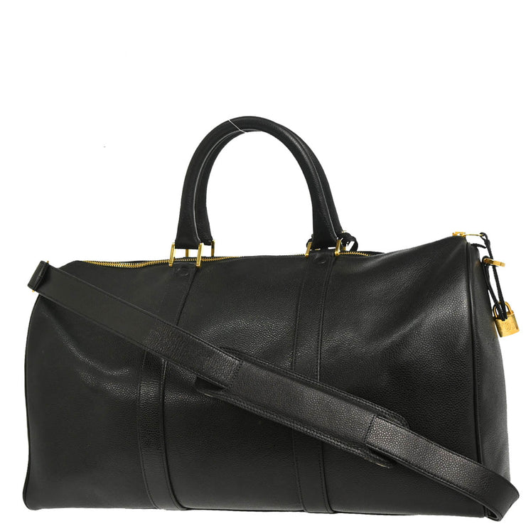 Chanel 1996-1997 Black Caviar 2way Shoulder Handbag