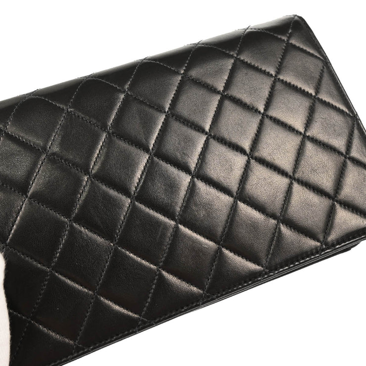 Chanel 1997-1999 Black Lambskin Pushlock Small Full Flap Shoulder Bag
